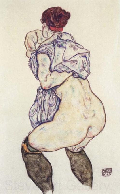 Egon Schiele woman undressing Spain oil painting art